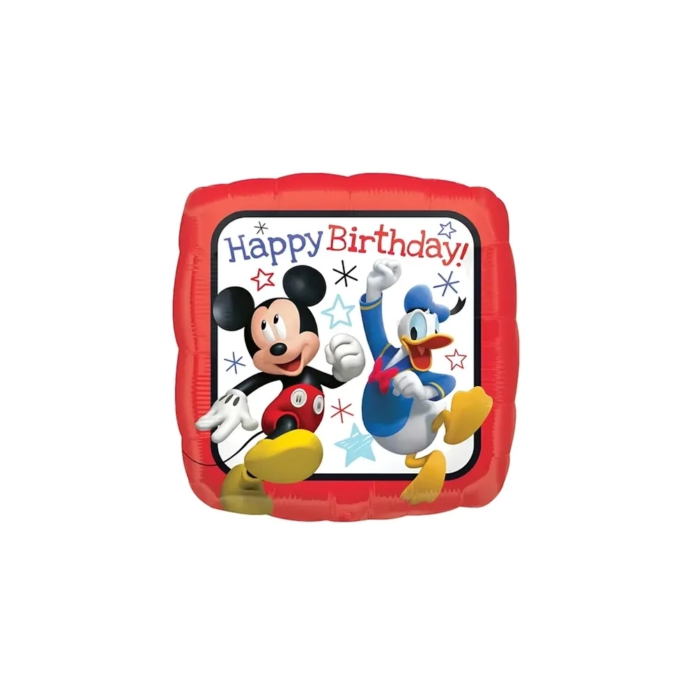 Palloncino Topolino e Paperino quadrato standard shape 18" (45cm) in mylar, 1pz.