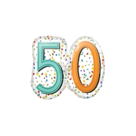 Palloncino numero 50 multicolor super shape 25" (63cm) in mylar, 1pz.