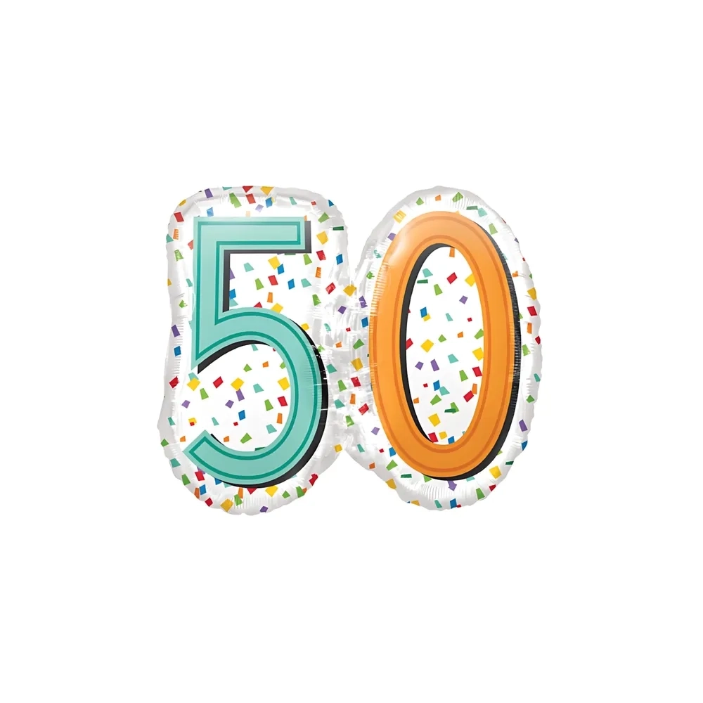 Palloncino numero 50 multicolor super shape 25" (63cm) in mylar, 1pz.
