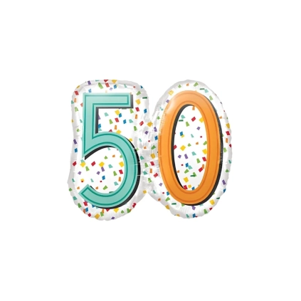 Palloncino numero 50 multicolor super shape 25" (63cm) in mylar, 1pz.