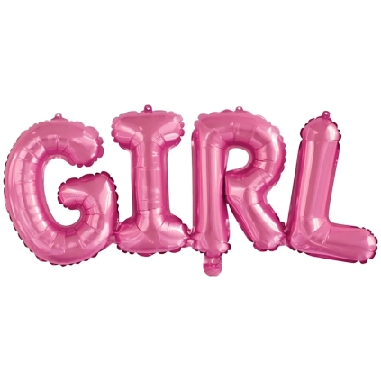 Palloncino Scritta GIRL Rosa super shape 33" (83cm) in mylar, 1pz.