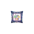 Palloncini quadrato Happy Birthday mini shape 9" (22cm) in mylar, 5pz.