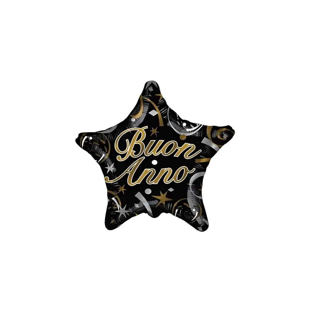 Palloncino Stella Nera Buon Anno standard shape 18" (45cm) in mylar, 1pz.