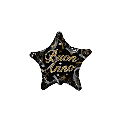 Palloncino Stella Nera Buon Anno standard shape 18" (45cm) in mylar, 1pz.
