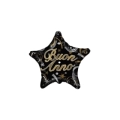 Palloncino Stella Nera Buon Anno standard shape 18" (45cm) in mylar, 1pz.