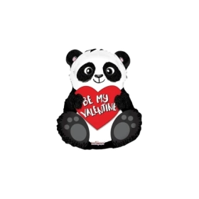 Palloncino Be My Valentine Panda standard shape 18" (45cm) in mylar, 1pz.