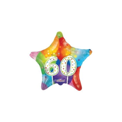 Palloncino numero 60 con candele standard shape 18" (45cm) in mylar, 1pz.
