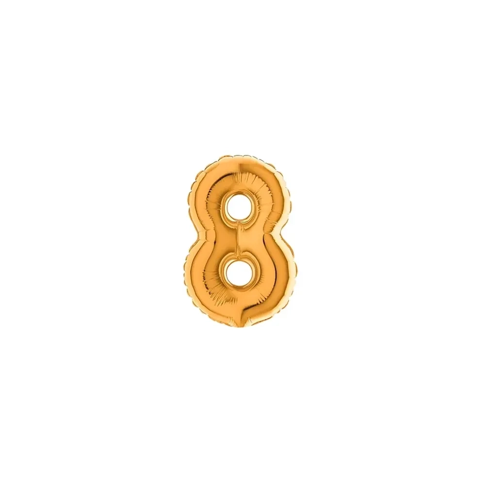 Palloncini numero 8 Oro micro shape 7" (17cm) in mylar, 5pz.