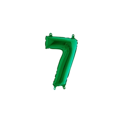 Palloncini numero 7 Verde mini shape 14" (35cm) in mylar, 5pz.