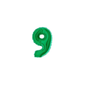 Palloncini numero 9 Verde micro shape 7" (17cm) in mylar, 5pz.
