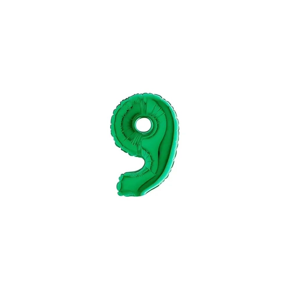 Palloncini numero 9 Verde micro shape 7" (17cm) in mylar, 5pz.