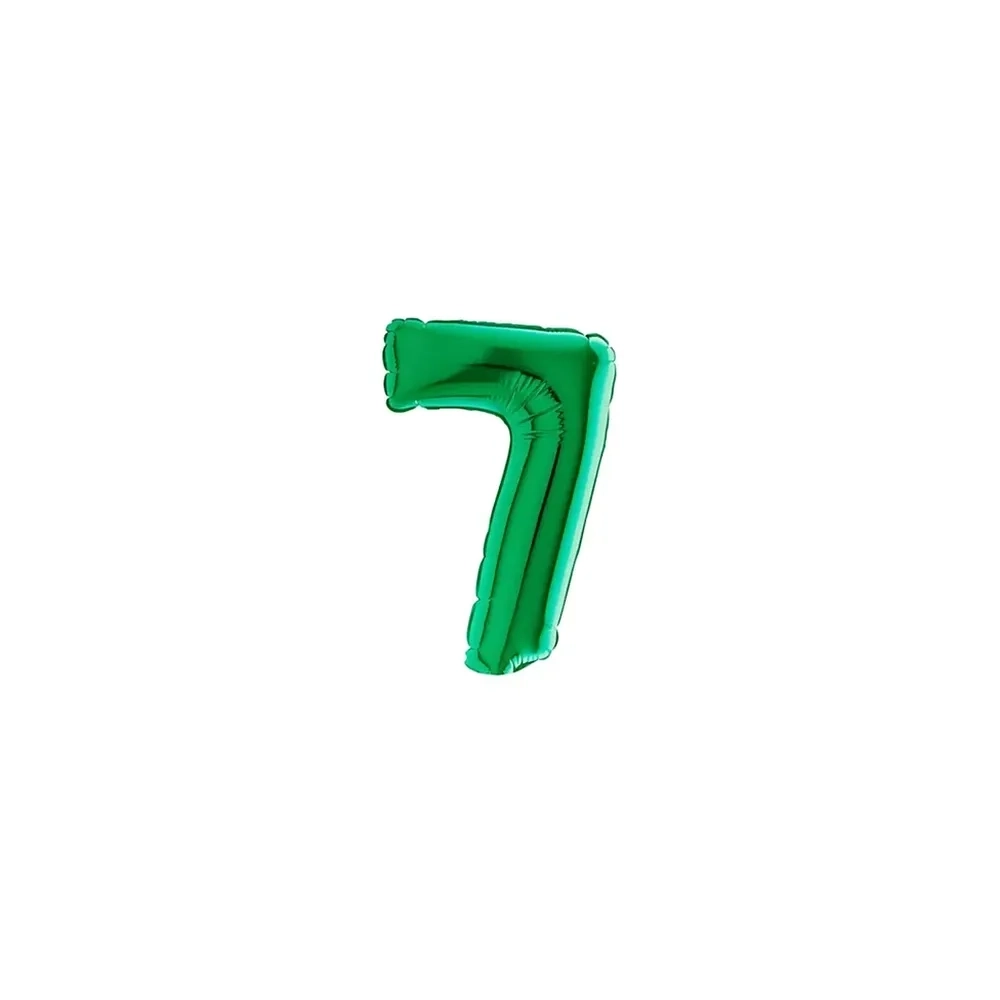 Palloncini numero 7 Verde micro shape 7" (17cm) in mylar, 5pz.
