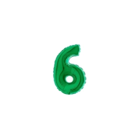 Palloncini numero 6 Verde micro shape 7" (17cm) in mylar, 5pz.