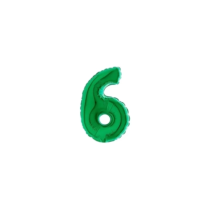 Palloncini numero 6 Verde micro shape 7" (17cm) in mylar, 5pz.