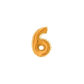 Palloncini numero 6 Oro micro shape 7" (17cm) in mylar, 5pz.