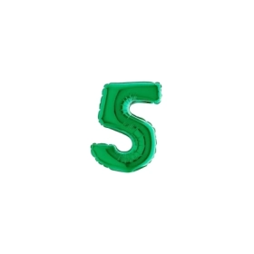 Palloncini numero 5 Verde micro shape 7" (17cm) in mylar, 5pz.