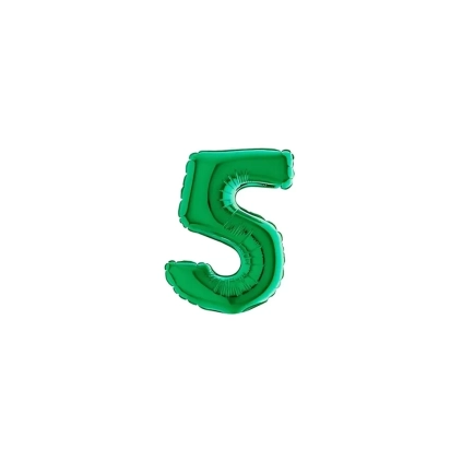 Palloncini numero 5 Verde micro shape 7" (17cm) in mylar, 5pz.