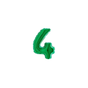 Palloncini numero 4 Verde micro shape 7" (17cm) in mylar, 5pz.