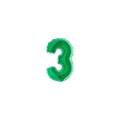 Palloncini numero 3 Verde micro shape 7" (17cm) in mylar, 5pz.