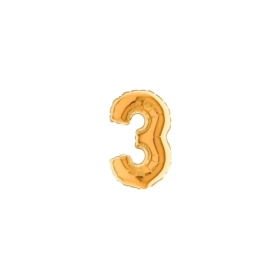 Palloncini numero 3 Oro micro shape 7" (17cm) in mylar, 5pz.
