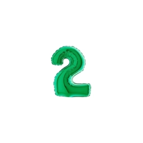 Palloncini numero 2 Verde micro shape 7" (17cm) in mylar, 5pz.