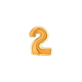 Palloncini numero 2 Oro micro shape 7" (17cm) in mylar, 5pz.