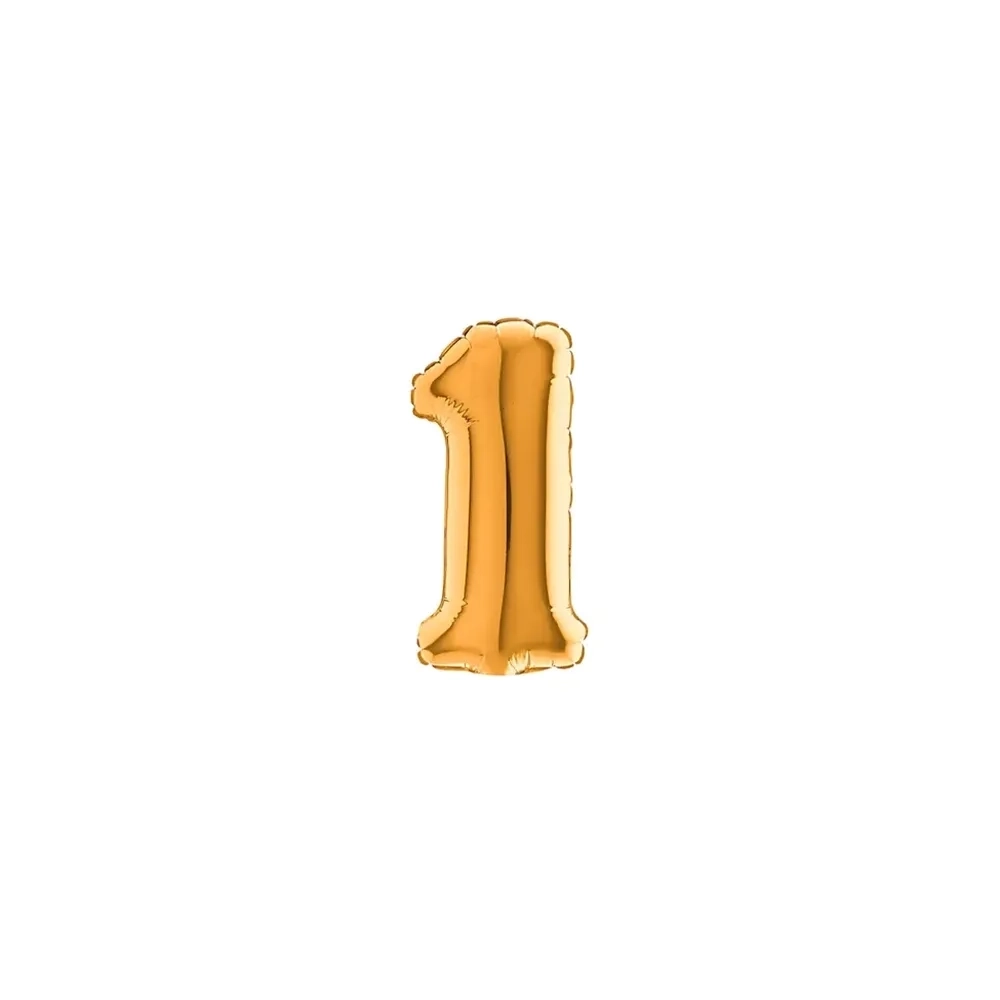 Palloncini numero 1 Oro micro shape 7" (17cm) in mylar, 5pz.