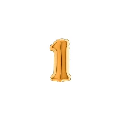 Palloncini numero 1 Oro micro shape 7" (17cm) in mylar, 5pz.