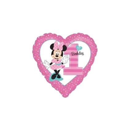 Palloncino Minnie 1 Compleanno Stella standard shape 18" (45cm) in mylar, 1pz.