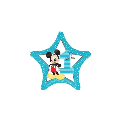 Palloncino Topolino 1 Compleanno Stella standard shape 18" (45cm) in mylar, 1pz.