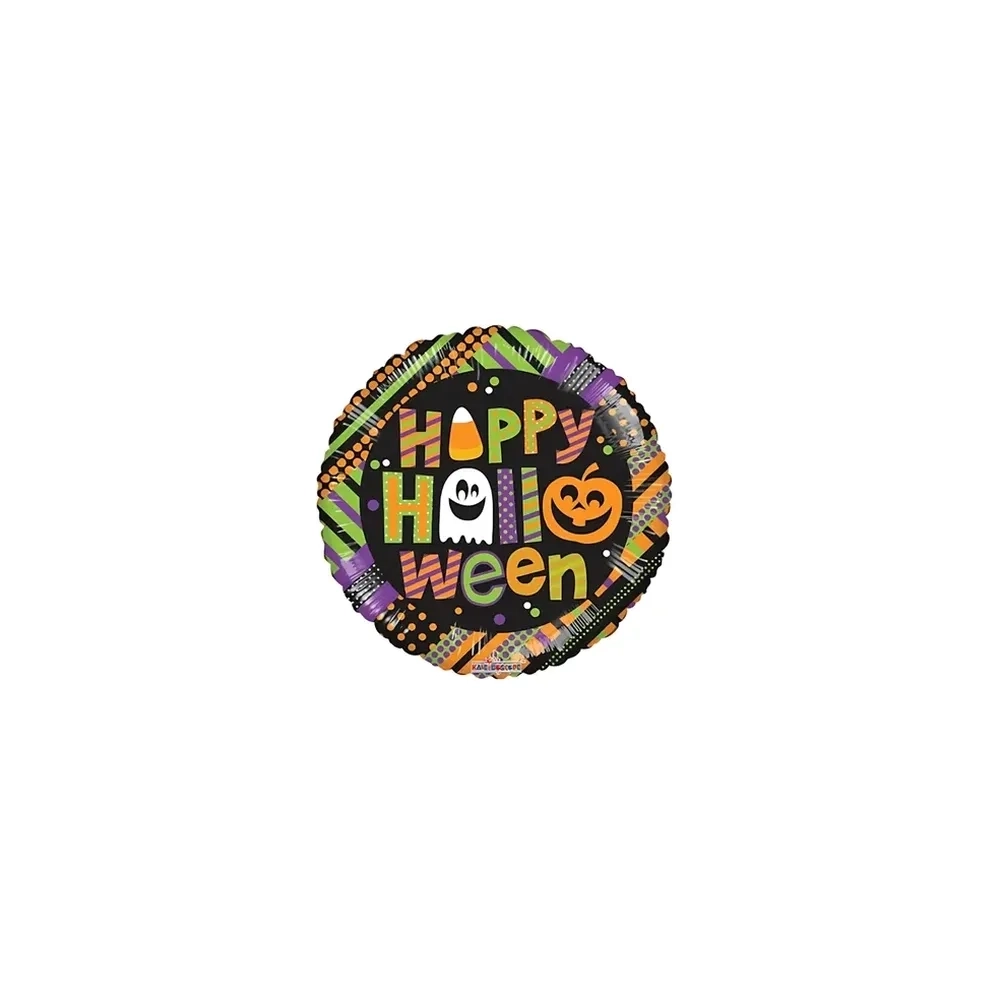 Palloncini Happy Halloween tondo mini shape 9" (22cm) in mylar, 5pz.