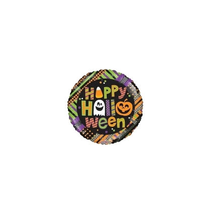 Palloncini Happy Halloween tondo mini shape 9" (22cm) in mylar, 5pz.