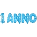 Palloncino Kit scritta 1 Anno Celeste con valvola mini shape 14" (35cm) in mylar, 1pz.