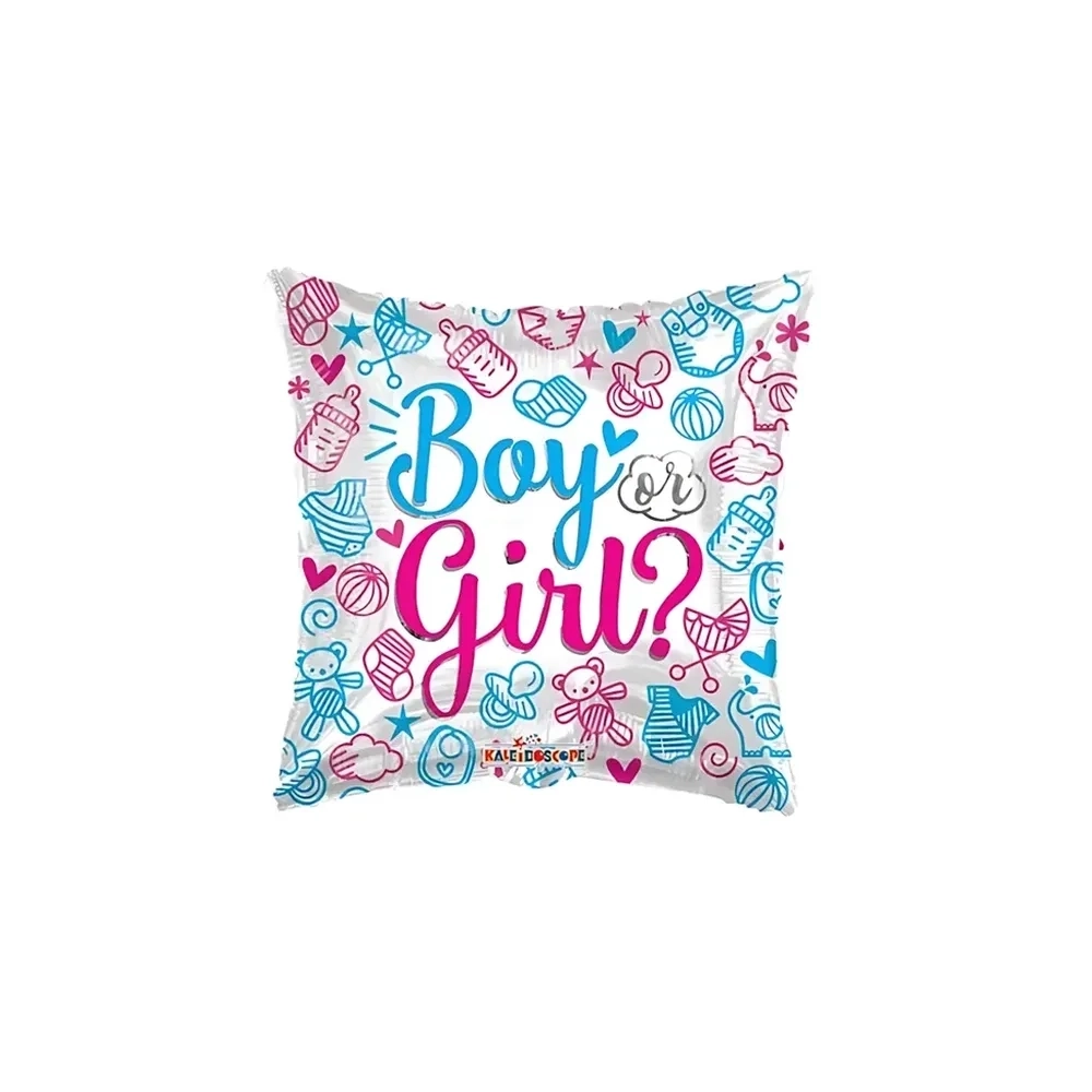Palloncino Boy or Girl quadrato standard shape 18" (45cm) in mylar, 1pz.
