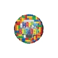 Palloncino Happy Birthday con Lego standard shape 18" (45cm) in mylar, 1pz.