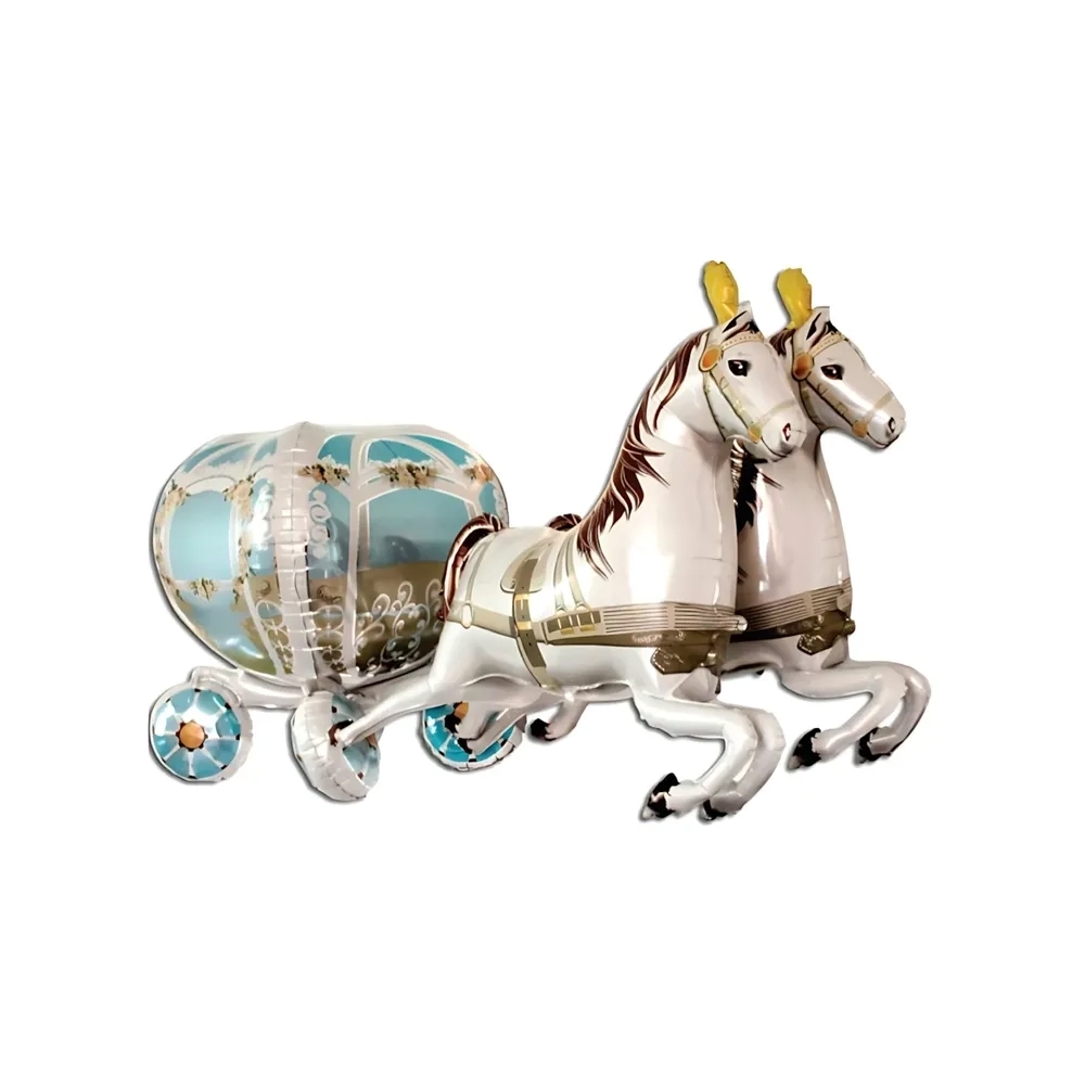 Palloncino Carrozza Matrimoniale con Cavalli super shape 40" (101cm) in mylar, 1pz.