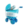 Palloncino Carrozzina Azzurra con testo It's a Boy mega shape 42" (106cm) in mylar, 1pz.
