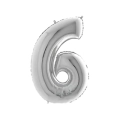 Palloncino numero 6 Argento super shape 40" (101cm) in mylar, 1pz.