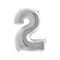 Palloncino numero 2 Argento super shape 40" (101cm) in mylar, 1pz.