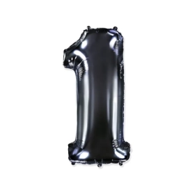 Palloncino numero 1 Nero super shape 40" (101cm) in mylar, 1pz.