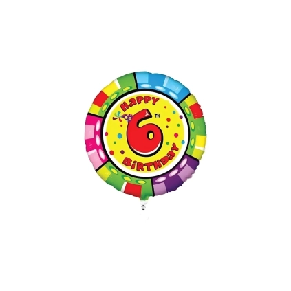 Palloncino numero 6 Animaloons standard shape 21" (53cm) in mylar, 1pz.