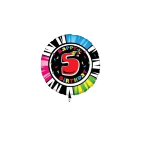 Palloncino numero 5 Animaloons standard shape 21" (53cm) in mylar, 1pz.