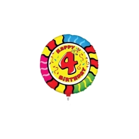 Palloncino numero 4 Animaloons standard shape 21" (53cm) in mylar, 1pz.