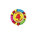 Palloncino numero 4 Animaloons standard shape 21" (53cm) in mylar, 1pz.