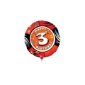 Palloncino numero 3 Animaloons standard shape 21" (53cm) in mylar, 1pz.