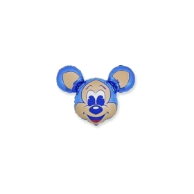 Palloncini testa Topo Blu mini shape 12" (30cm) in mylar, 5pz.