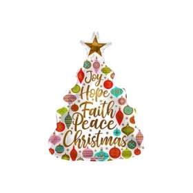 Palloncino Albero di Natale Bianco super shape 36" (91cm) in mylar, 1pz.