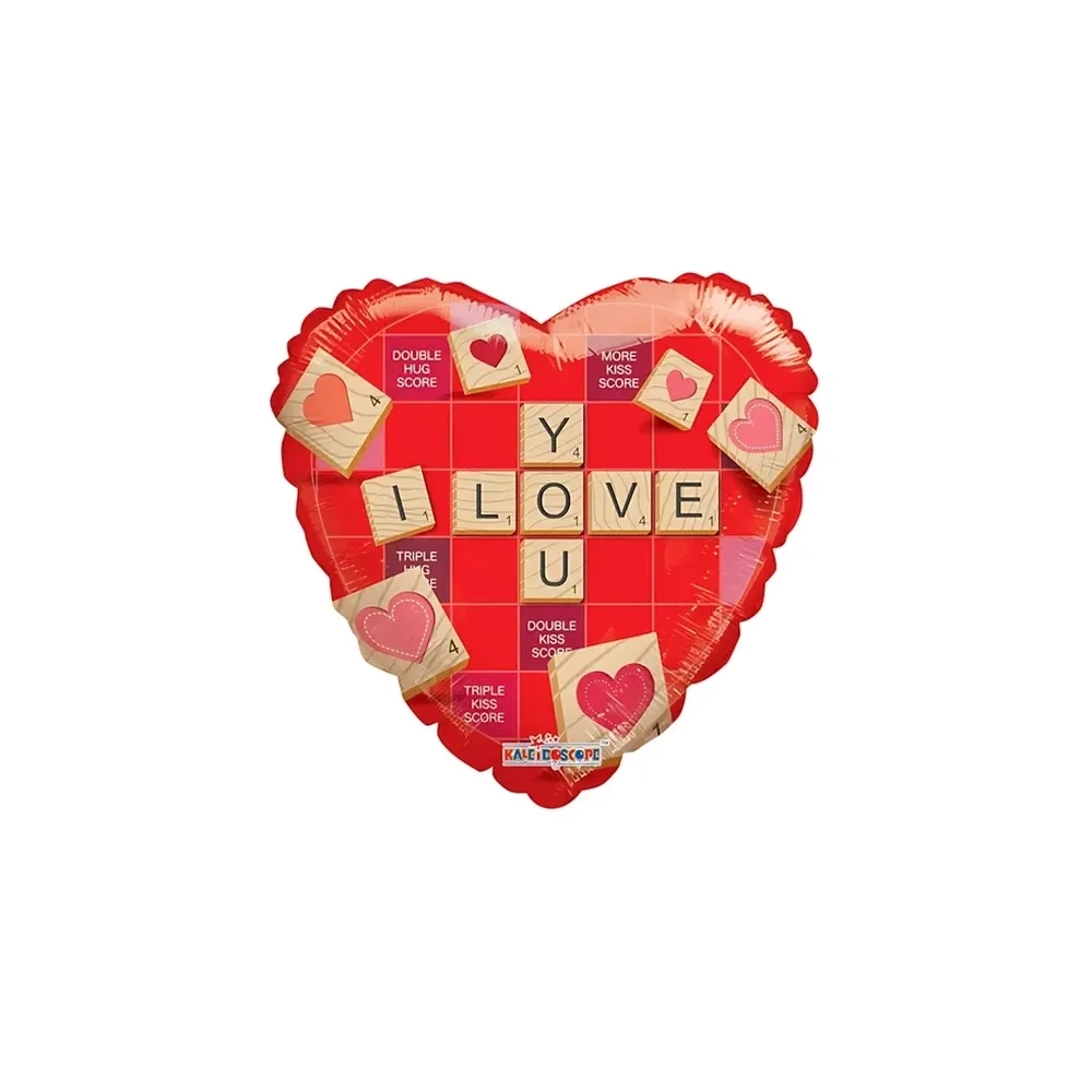 Palloncino Love Rosso Scarabeo cuore standard shape 18" (45cm) in mylar, 1pz.
