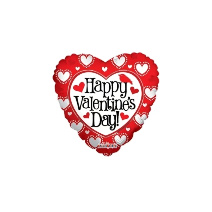 Palloncino Happy Valentine's Day Uccellino cuore standard shape 18" (45cm) in mylar, 1pz.