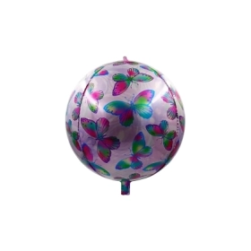 Palloncino Farfalle Sfera standard shape 22" (55cm) in mylar, 1pz.